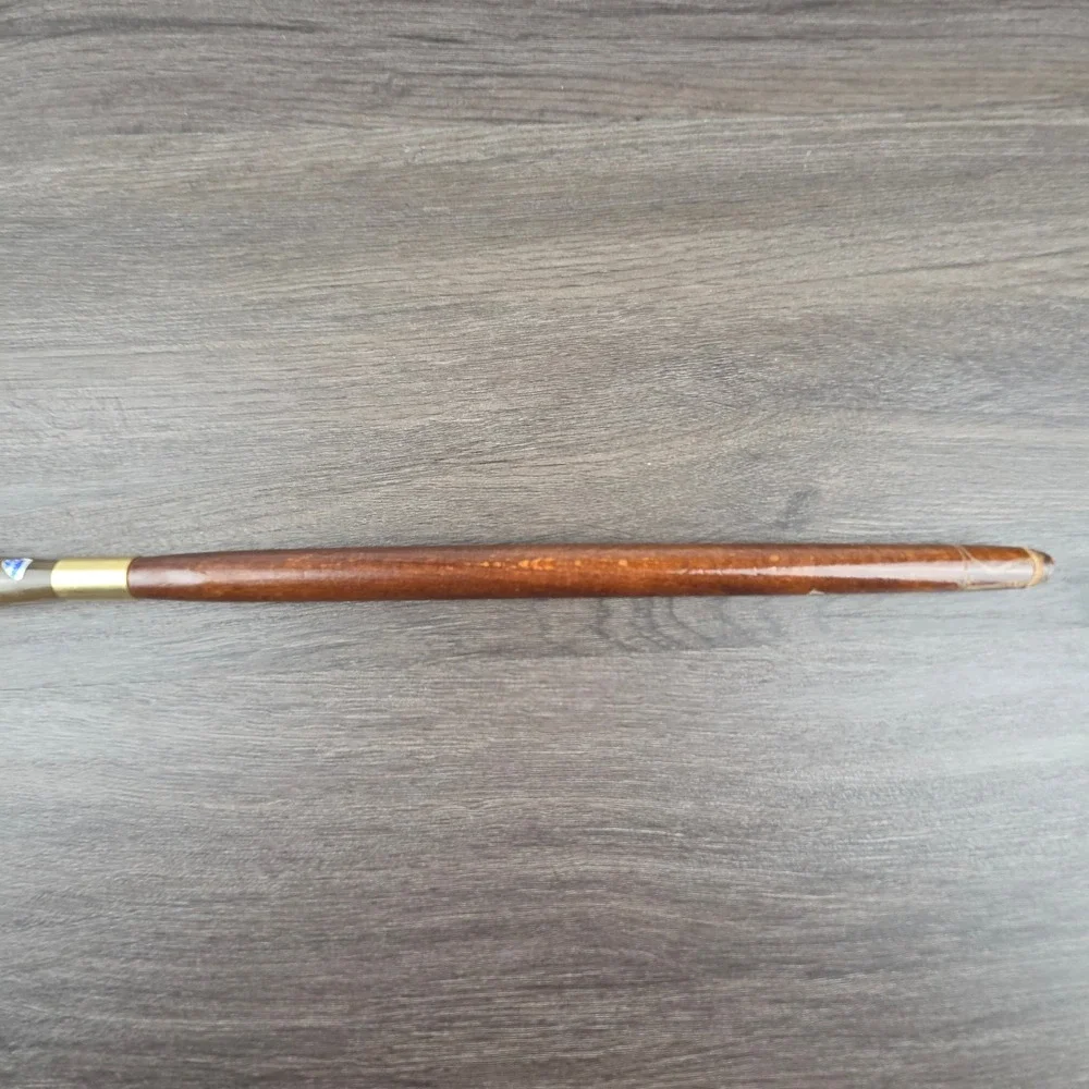 Mid-Century Modern Abbeyhorn Style Long Wood and Faux Horn Shoe Horn Brown 16.5
